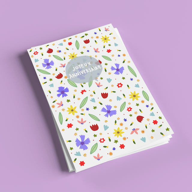 Anniversaire flower power - Carte