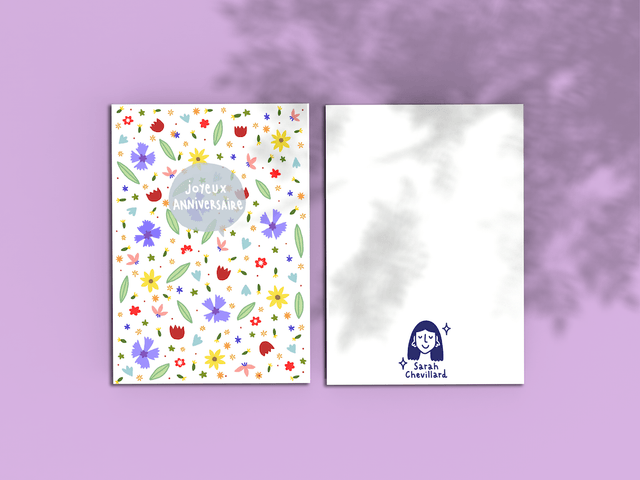 Anniversaire flower power - Carte